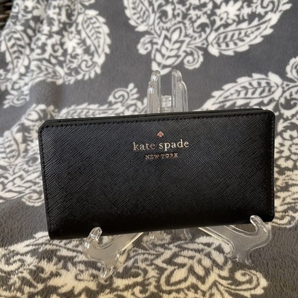 Kate Spade Staci Large Slim Bifold Wallet Black - Picture 7 of 16